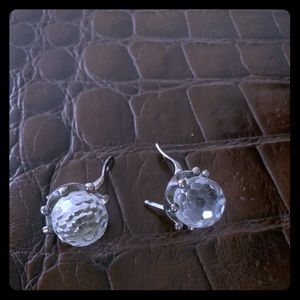 Earrings.Faceted round crystal.Vintage.Collectbl.